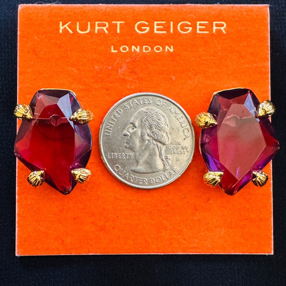 Kurt Geiger Red stone and Gold  Earrings